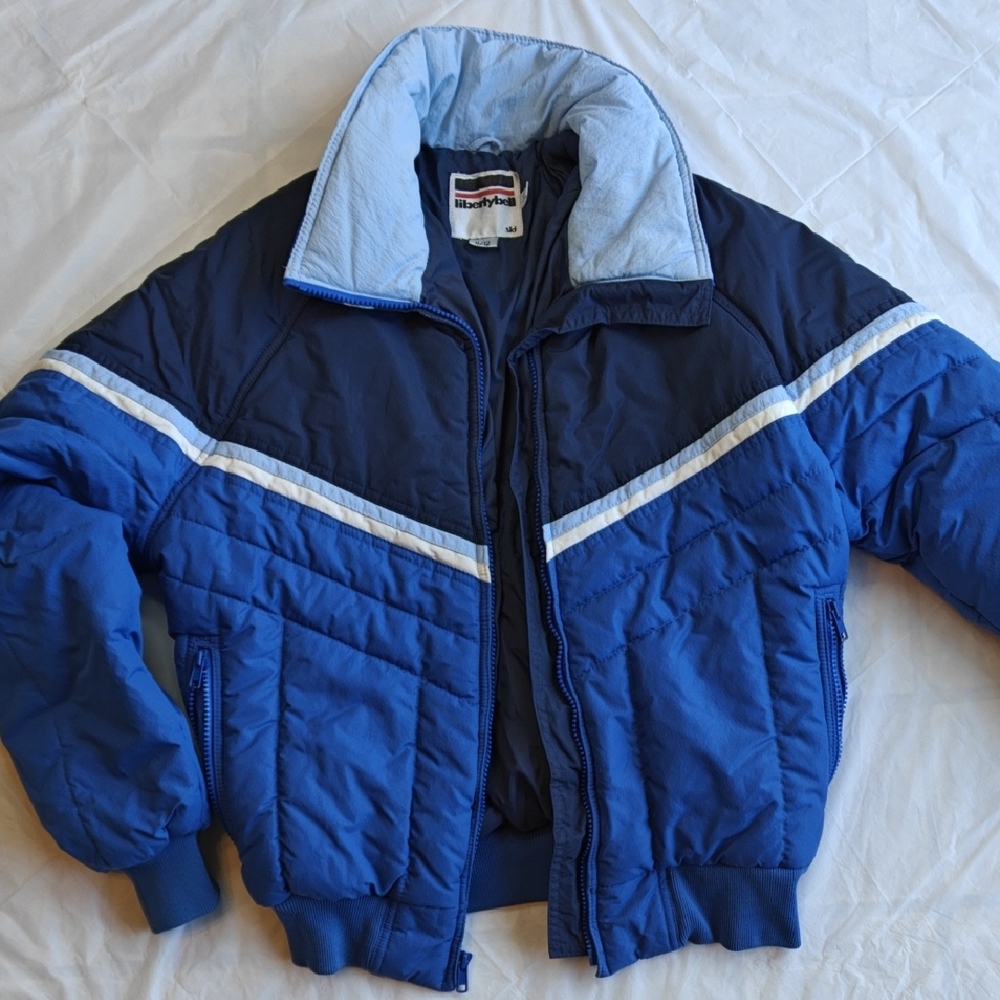 Vintage Blue And White Kids Winter Ski Jacket Size 11/12